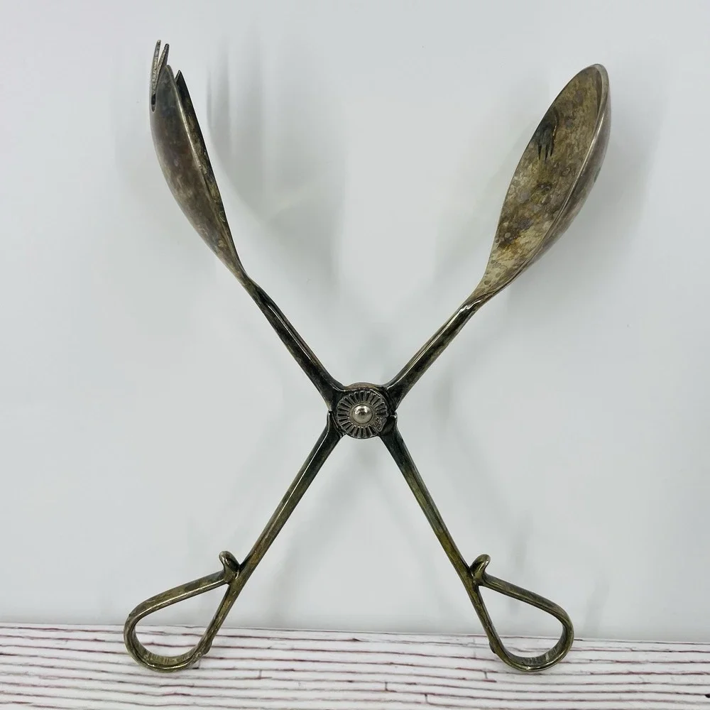 EP ZINC‎ Silverplate Silver Plated Salad Serving Scissor Tongs E.P. ITALY